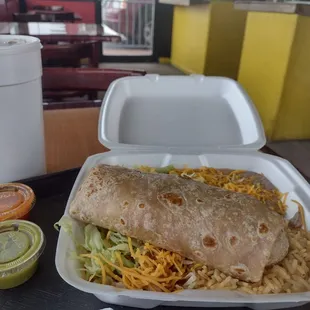 My #19, cheese enchilada with chicken burro. Enough for two meals.