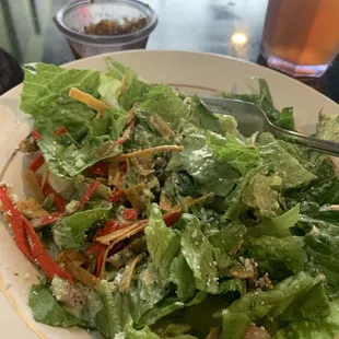 Best Mexican salad with pepitas and cilantro dressing.