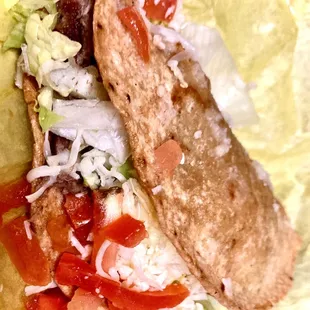 Shredded beef hardshell taco, so tasty.