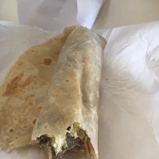 Steak Egg and Cheese Breakfast Burrito