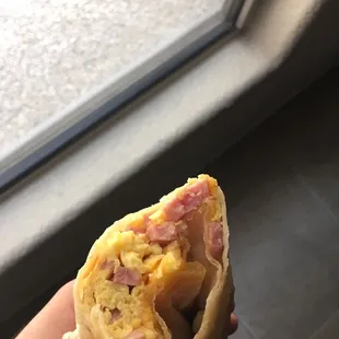 Ham,egg,and cheese breakfast burrito