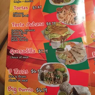 menu