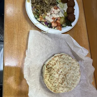 Turkey Shawarma, Hummus, Falafel and Salad Plate