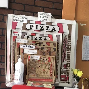 Size comparison of the pizzas
