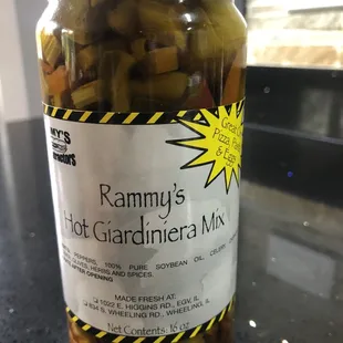a jar of hot garlic mix