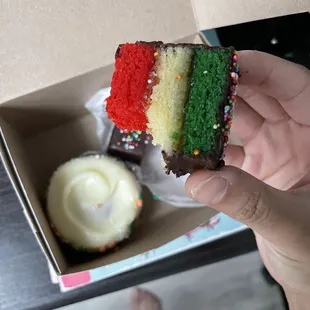 Carrot cake cupcake and rainbow cookies