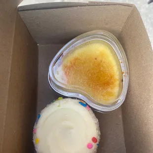 Birthday cake cupcake and crème brûlée