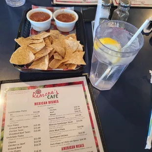 Menu items and chips and salsa...