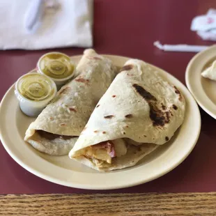 Breakfast tacos on homemade flour!
