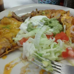 Half of the chicken fajita nachos... we couldn't wait!