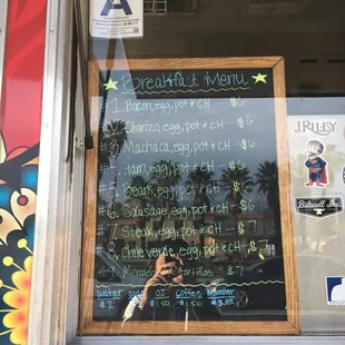 Menu w/ prices