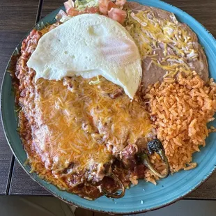 Chile relleno with extra order of over easy egg