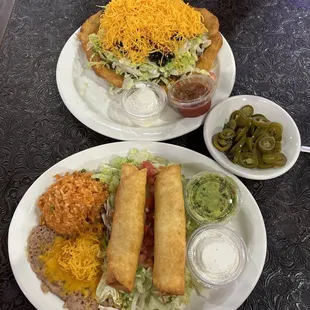 Indian Taco &amp; Flauta dinner with side of jalapeños