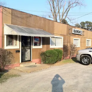 a car parked in front of a building