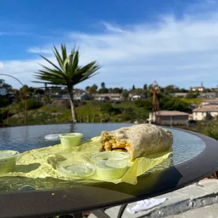 a burrito on a table