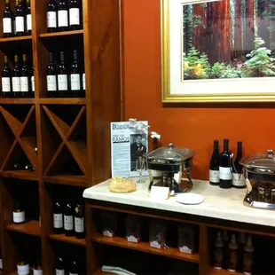 a display of wine bottles