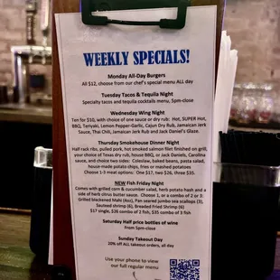a menu on a clipboard