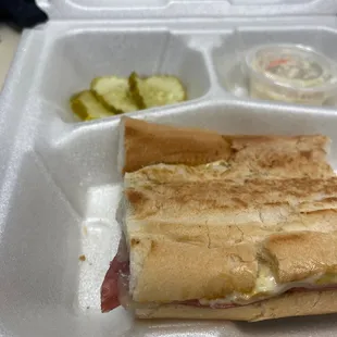 Half a pressed cuban w/pickles &amp; coleslaw