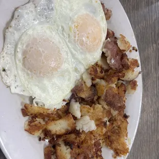 Corned beef hash under my eggs...