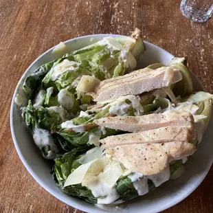$26 Caesar salad with bad lettuce and chicken