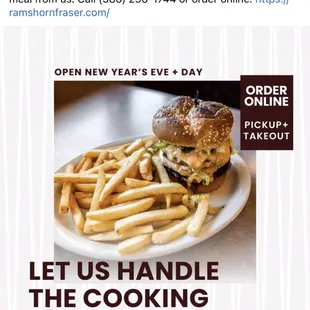 Let us do the cooking today, order online, call for pickup or Doordash.... Happy New Year