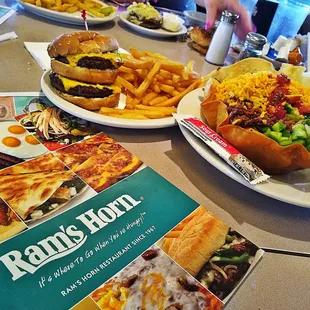 two plates of food on a table