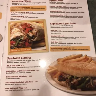 menu, sandwiches