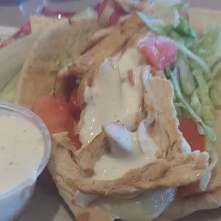 Chicken pita brick cheese, Ram's  horn classic w/ ranch= awesome!