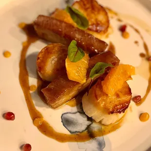 Scallops and pork belly