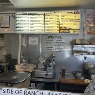 Menu as of August 2023. Ranch extra. Cash only!