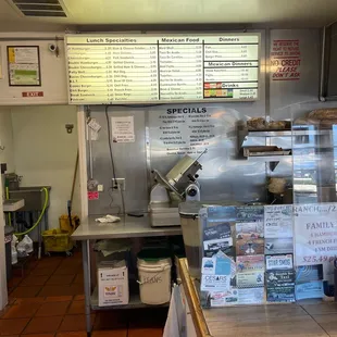 menus on the wall of the restaurant