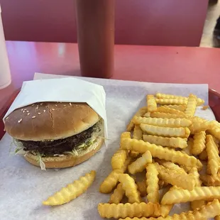 Double burger with fries
