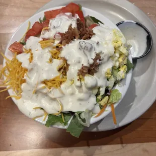 Side salad with ranch dressing