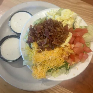 Side salad with ranch dressing