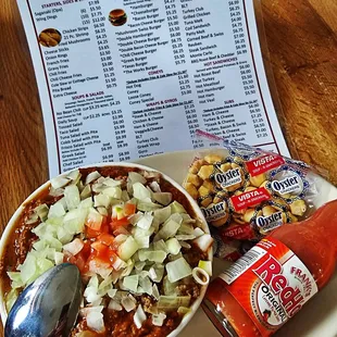 Me so Love a great Chili Special topped with Loose Burger n Onion