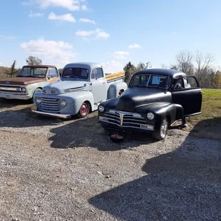 a row of classic trucks