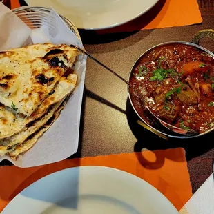 Tikka Masala with lamb and garlic Naan