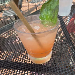 Strawberry basil gin drink