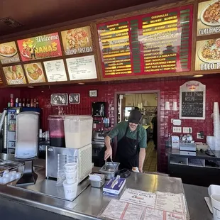Order counter - salsa bar to left of drink machines