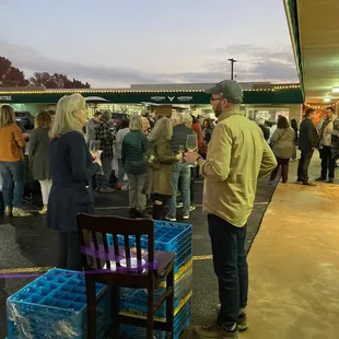 A tasting party outside the store.
