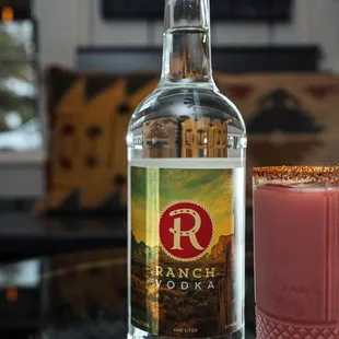 WATERMELON DAISY -  Ranch Vodka, Watermelon, Agave, Lime with Tahin Rim