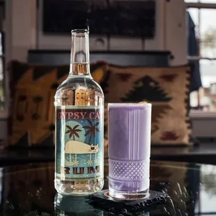 DARK SKIES -
Gypsy Cat Silver Rum, Derel Coconut Rum, Butterfly Pea Tea Rum Infusion, Pineapple, Lime Juice