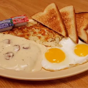 Country fry steak breakfast
