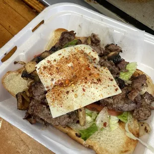 Their infamous Philly Cheese-stake!