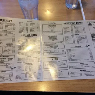 Menu...sorry about the glare...