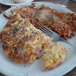 Good old fashioned Ham and Cheese Omelette. Good coffee.