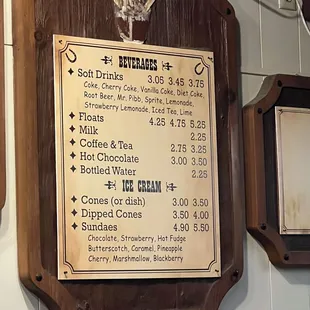 Beverages &amp; Ice cream Menu