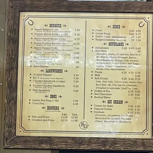 Menu as of 6/16/23