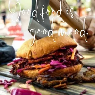 Duroc pulled pork sandwich