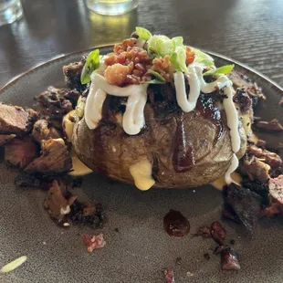 Smoked brisket baked potato